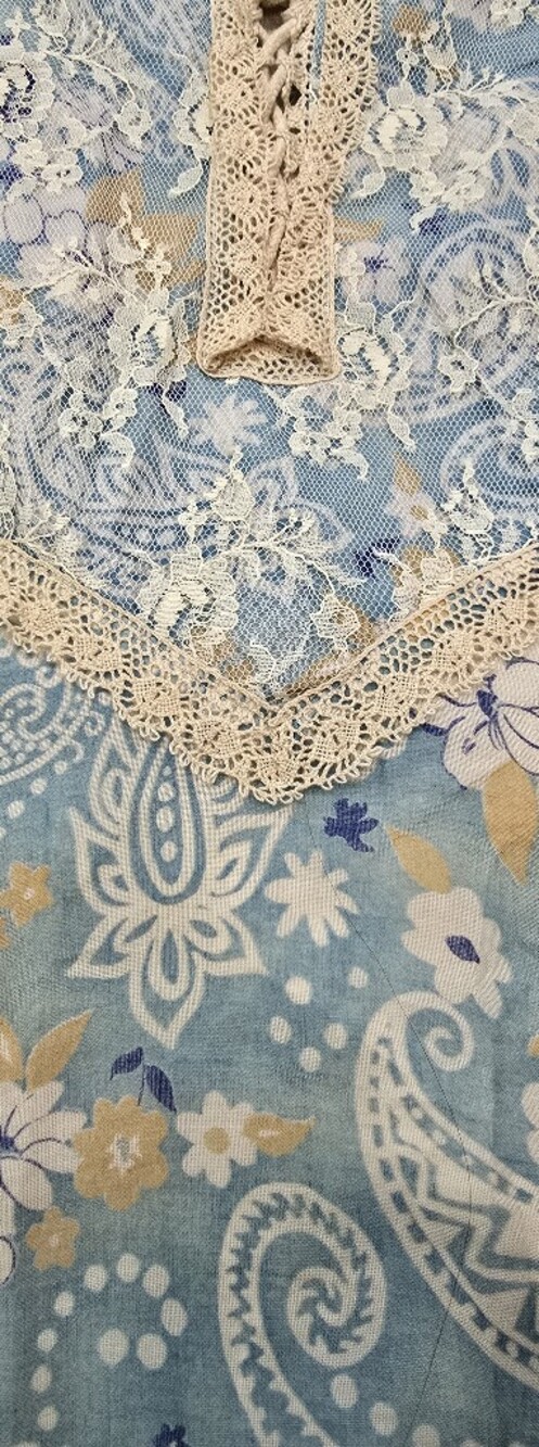 Gunne Sax Vintage Rare 1970 Light Blue Paisley Prairie Lace-Up Corset Maxi Dress - Picture 9 of 14